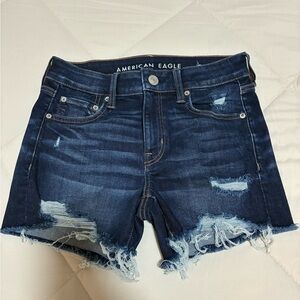 American Eagle Outfitters Women's Ripped Jean Shorts - Navy